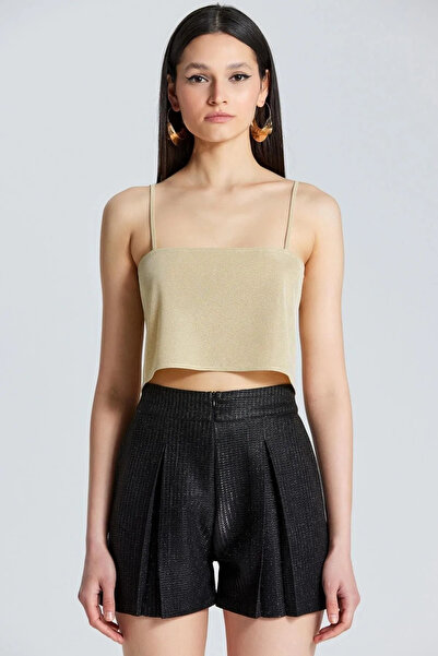 World Fashion Trends WFT2576 Μπεζ μπλούζα με κουμπιά και λουράκι στην πλάτη