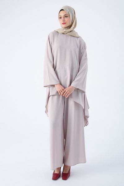 ALLDAY Lässiger Anzug mit asymmetrisch geschnittener Steintunika und Hose mit weitem Bein