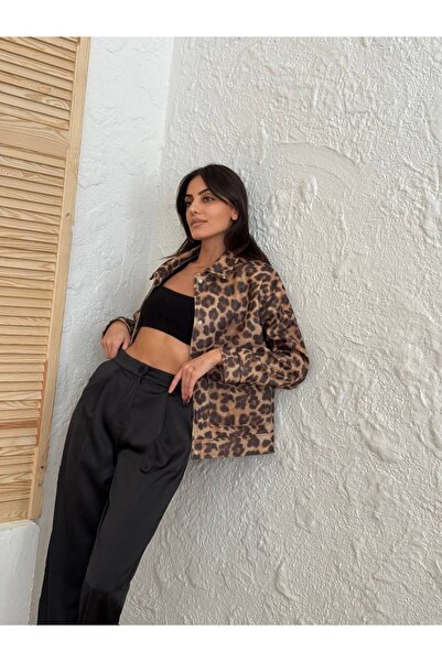ALYA BUTİK KAŞE LEOPAR KISA MONT