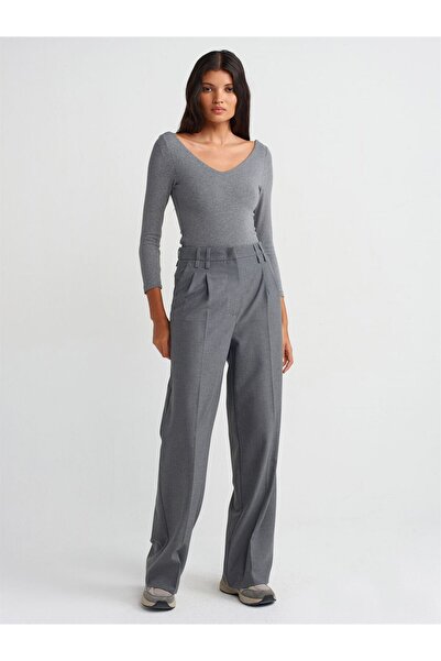 Dilvin 31206 V-Neck Anthracite Top Body Sweat