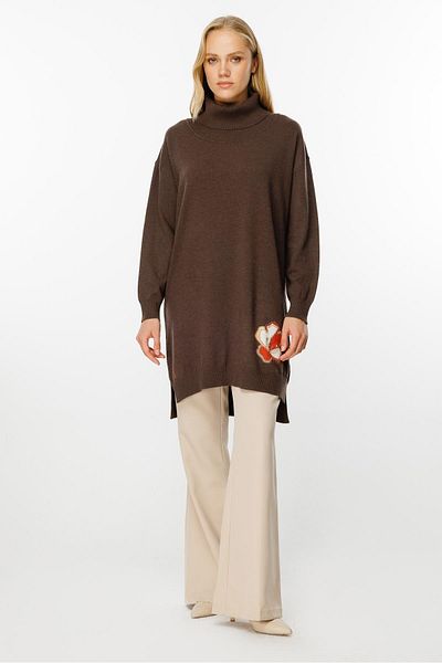 Ghisa Brown Turtleneck Knitwear Tunic