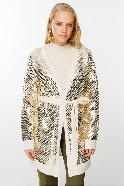 Ghisa Ecru Sequined Cardigan