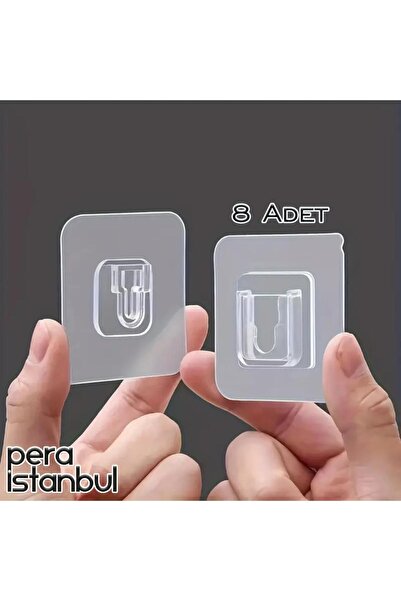 Pera İstanbul 8 Adet Süper Güçlü Şeffaf Çerçeve Askısı Resim Mutfak Kancası K...