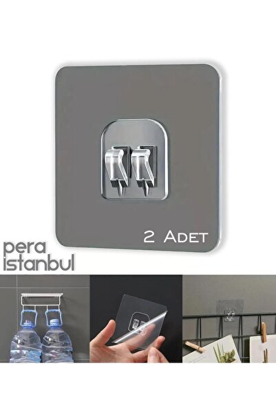 Pera İstanbul 2 Adet Süper Güçlü Şeffaf Çerçeve Askısı Lekesiz Duvar Yapışkan...