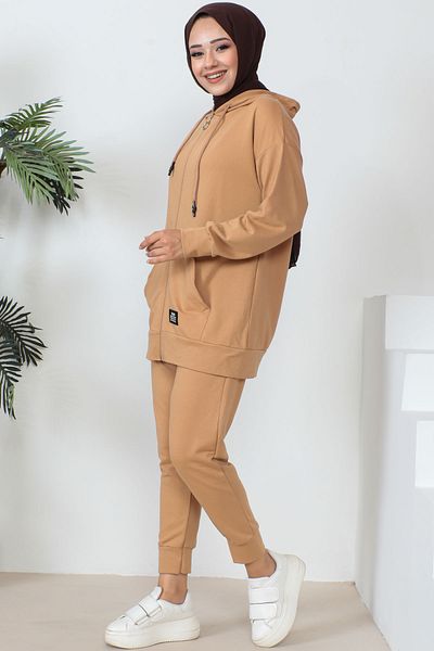 İmajButik Σετ φόρμας δύο κλωστών με κουκούλα μπισκότου με τσέπες