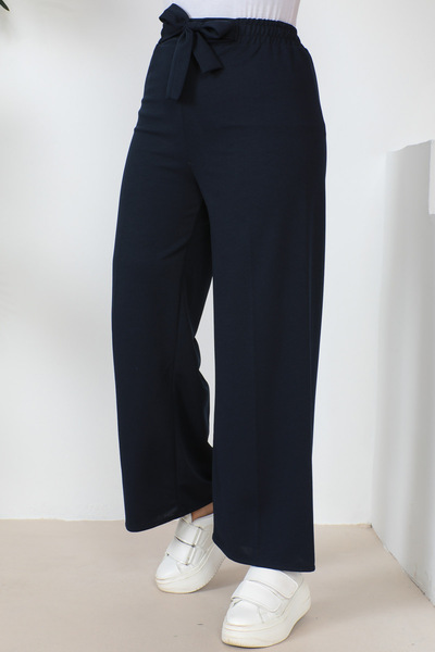 İmajButik Navy Blue High Waist Wide Leg Trousers