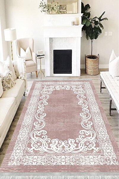 MOTTO HALI Klasik Cotton Şönil Kaymaz Tabanlı Yıkanabilir Antibakteriyel Diji...