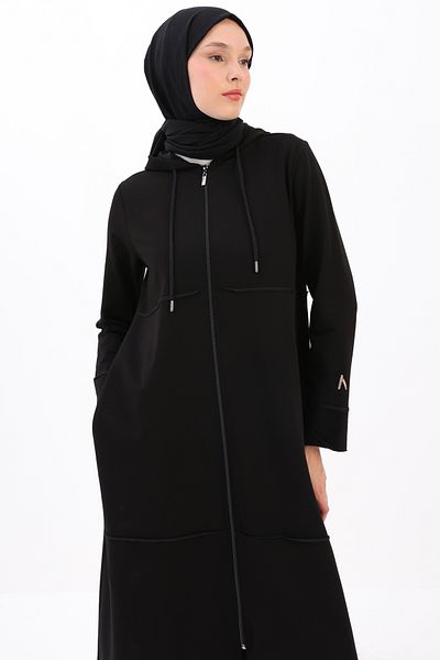 ALLDAY Schwarze Strickjacke mit Kapuze und Reißverschluss