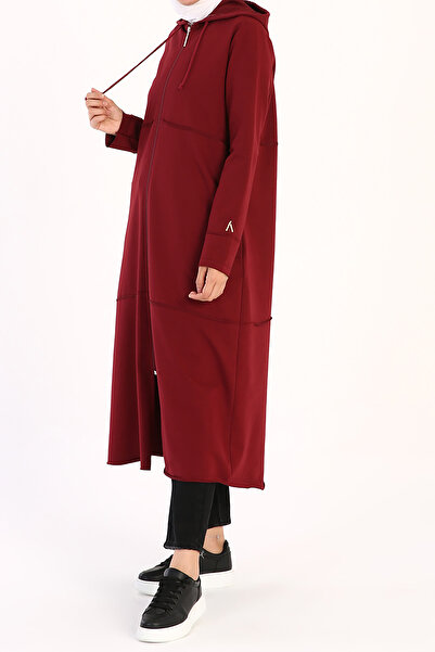 ALLDAY Claret Red Hooded Zipper Cardigan