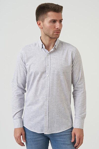 White Stone Gosford Regular Fit G2007 Cotton Linen Shirt Blue