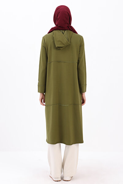 ALLDAY Khaki Hooded Zipper Cardigan