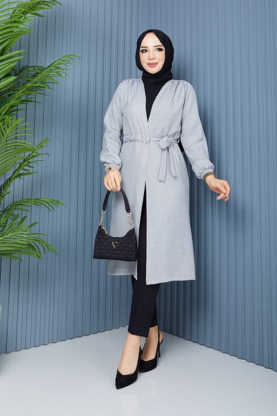 İmajButik Gray Sleeve Elastic Waist Gather Detailed Cap