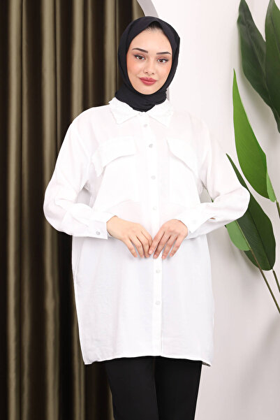 İmajButik Λευκό πουκάμισο με δαντέλα