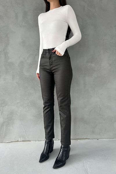 Seda Yalçın Atelier Khaki Waxed Look Jeans