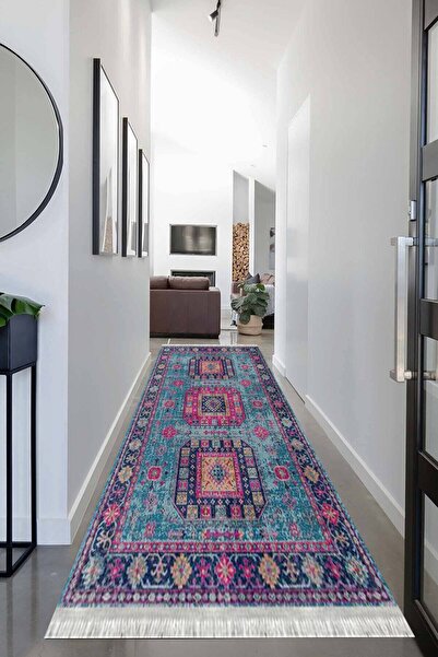 MOTTO HALI Otantik Eko Punto Yolluk Kaymaz Tabanlı Yıkanabilir Antibakteriyel...