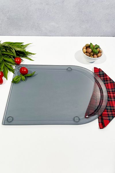 Decorita Smoked Glass Cutting Board - Oval Edge, 25cm x 35cm, Patented