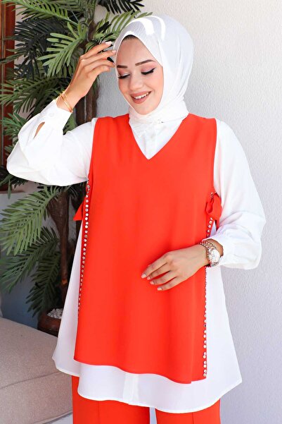 İmajButik Orange 3-Piece Set with Side Detail