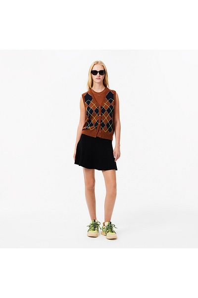 Lacoste Fusta neagră Flare Fit pentru damă