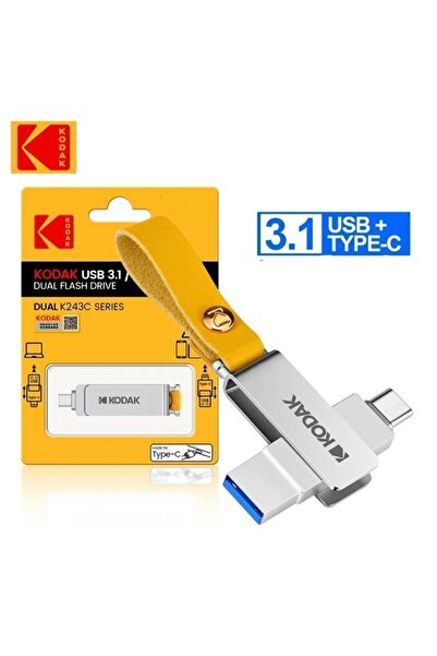 Kodak K243 128gb.type-c Ve Usb 3.1 Type-c Girişli Tüm Telefonlara Iphone 15/1...