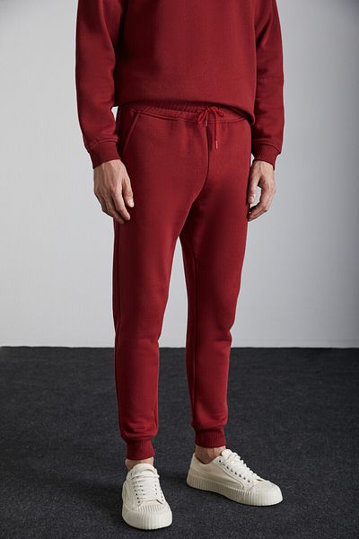 GRIMELANGE Adens Herren-Jogginghose aus weichem Premium-Stoff mit 3 Fäden und elastischem Bein in Burgunderrot