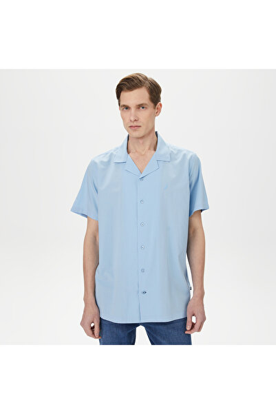 Nautica Erkek Mavi Classic Fit Kısa Kollu Gömlek