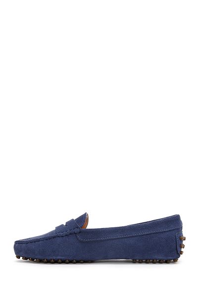 Derimod Navy Blue Suede Women's Loafer - 24sfd290410