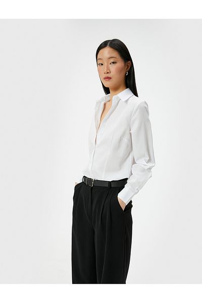 Koton Slim-Fit-Hemd mit langen Ärmeln und Knöpfen