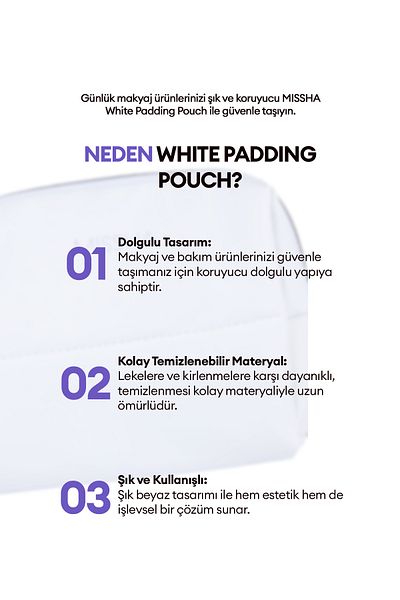 Missha Medium Size Filled White Makeup Bag Missha White Padding Pouch