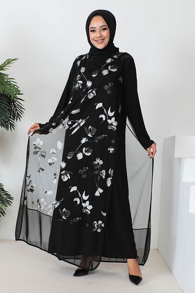 İmajButik Gray Plus Size Lined Evening Dress