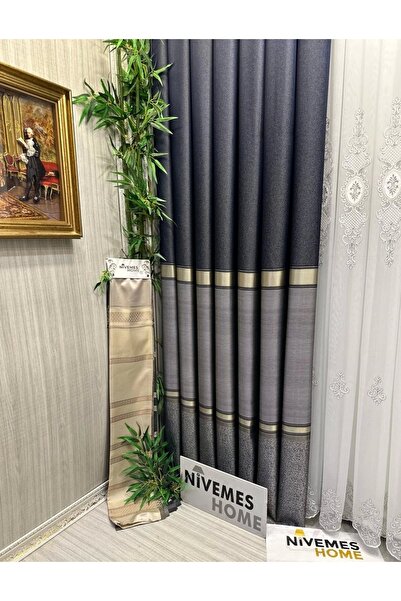 NİVEMESHOME Perdele de fundal plisată Nivemeshome Marine V-502 bleumarin 1/3 ...