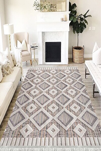 MOTTO HALI Patchwork Cotton Şönil Kaymaz Tabanlı Yıkanabilir Antibakteriyel D...