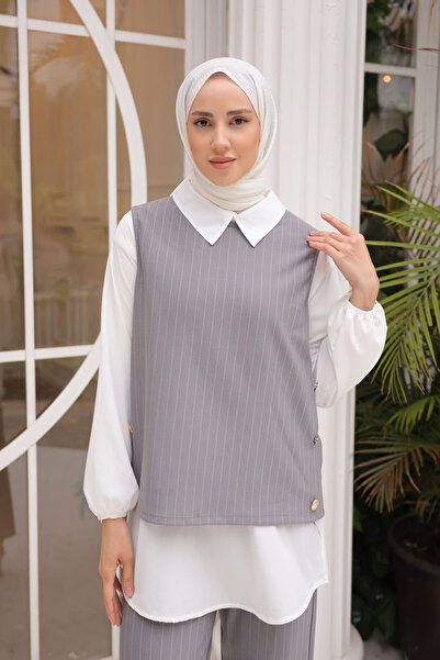 İmajButik Gray Striped Triple Set