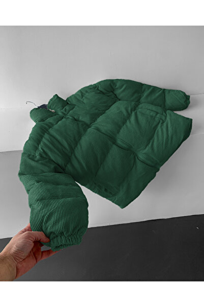 NO1 KONSEPT Πράσινο μπουφάν με βελούδο με γέμιση