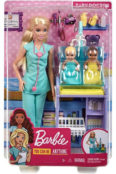Barbie ® Baby Doctor Playset with Blonde Doll, 2 Infant Dolls, Toy Pieces