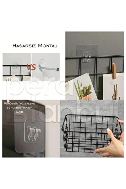Pera İstanbul 20 Adet Süper Güçlü Şeffaf Çerçeve Askısı Lekesiz Duvar Yapışkanı Mutfak Banyo Raf Tutucu Aksesuarı