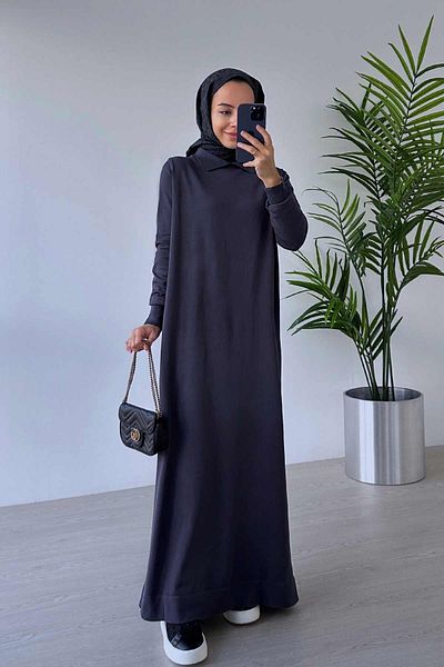 Ka Hijab Smoked Shirt Collar Mercerized Hijab Dress