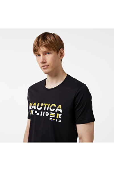 Nautica Erkek Siyah Standart Fit Kısa Kollu Baskılı T-shirt