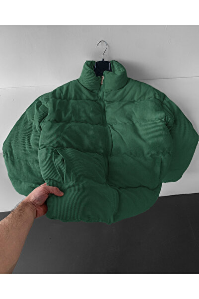 NO1 KONSEPT Πράσινο μπουφάν με βελούδο με γέμιση