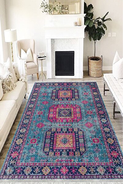 MOTTO HALI Otantik Eko Punto Kaymaz Tabanlı Yıkanabilir Dijital Baskı Halı Yo...