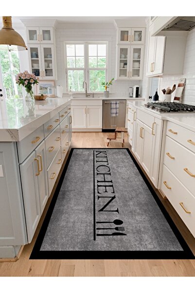 MOTTO HALI Deri Taban Saçaklı Mutfak Halısı Yıkanabilir Antibakteriyel Dijital Baskı Halı Yolluk