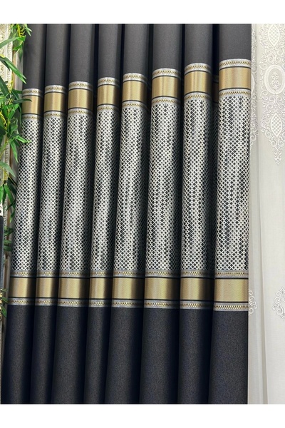 NİVEMESHOME Nivemeshome V-902 Mosaic - Black, 1/3 Close Pleated Background Curtain Apm Ft 614163