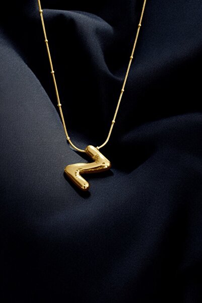 Takı Gross Large Letter Z Steel Balloon Necklace - Gold Color