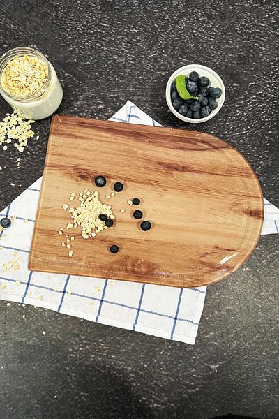 Decorita New Wooden Patterned Channeled Glass Cutting Board - Oval Edge, 25cm x 35cm, Patented Product