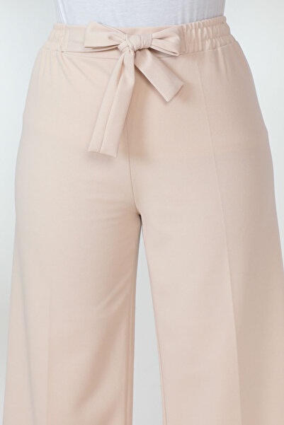 İmajButik Beige High Waist Wide Leg Trousers