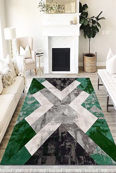 MOTTO HALI Modern Verona Kaymaz Deri Tabanlı Yıkanabilir Antibakteriyel Dijit...