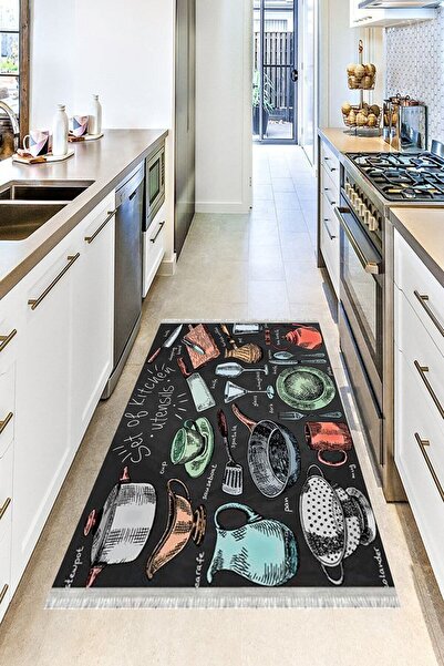 MOTTO HALI Verona Kaymaz Deri Tabanlı Yıkanabilir Antibakteriyel Dijital Bask...