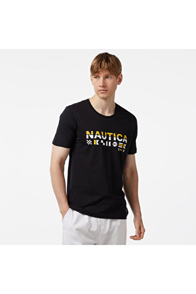 Nautica Erkek Siyah Standart Fit Kısa Kollu Baskılı T-shirt
