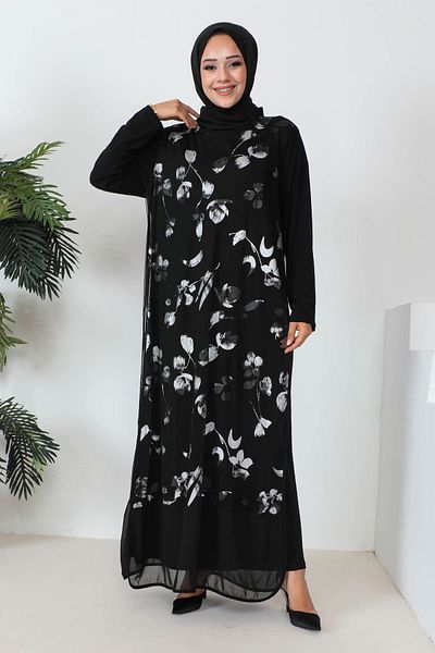 İmajButik Gray Plus Size Lined Evening Dress