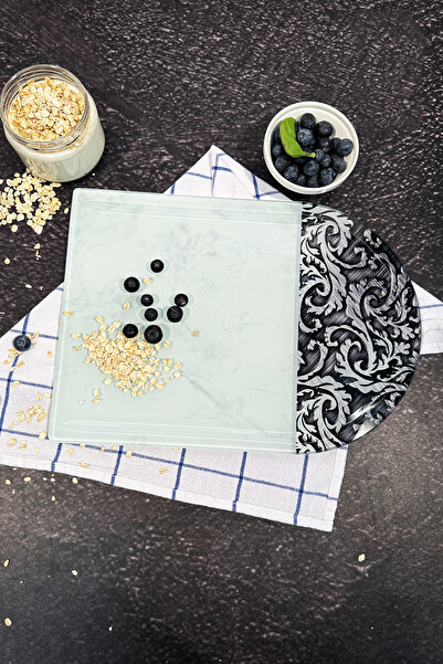 Decorita Kanallı Cam Kesme Tahtası | Ornament Beyaz Fon - Kenarı Oval | 25cm ...