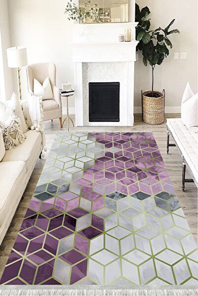 MOTTO HALI Modern Verona Kaymaz Deri Tabanlı Yıkanabilir Antibakteriyel Dijit...